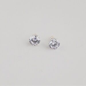 925 Sterling Silver Clear Cubic Zirconia CZ Round Stud Earrings 8mm CZ Jewelry